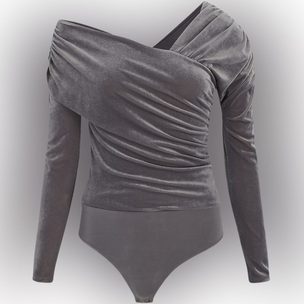 FINAL DROP! GRAY Express Velvet Bodysuit - Picture 3 of 6